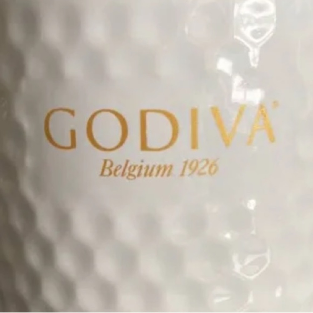 White Honeycomb Texture Godiva Large mug Gold Writing!